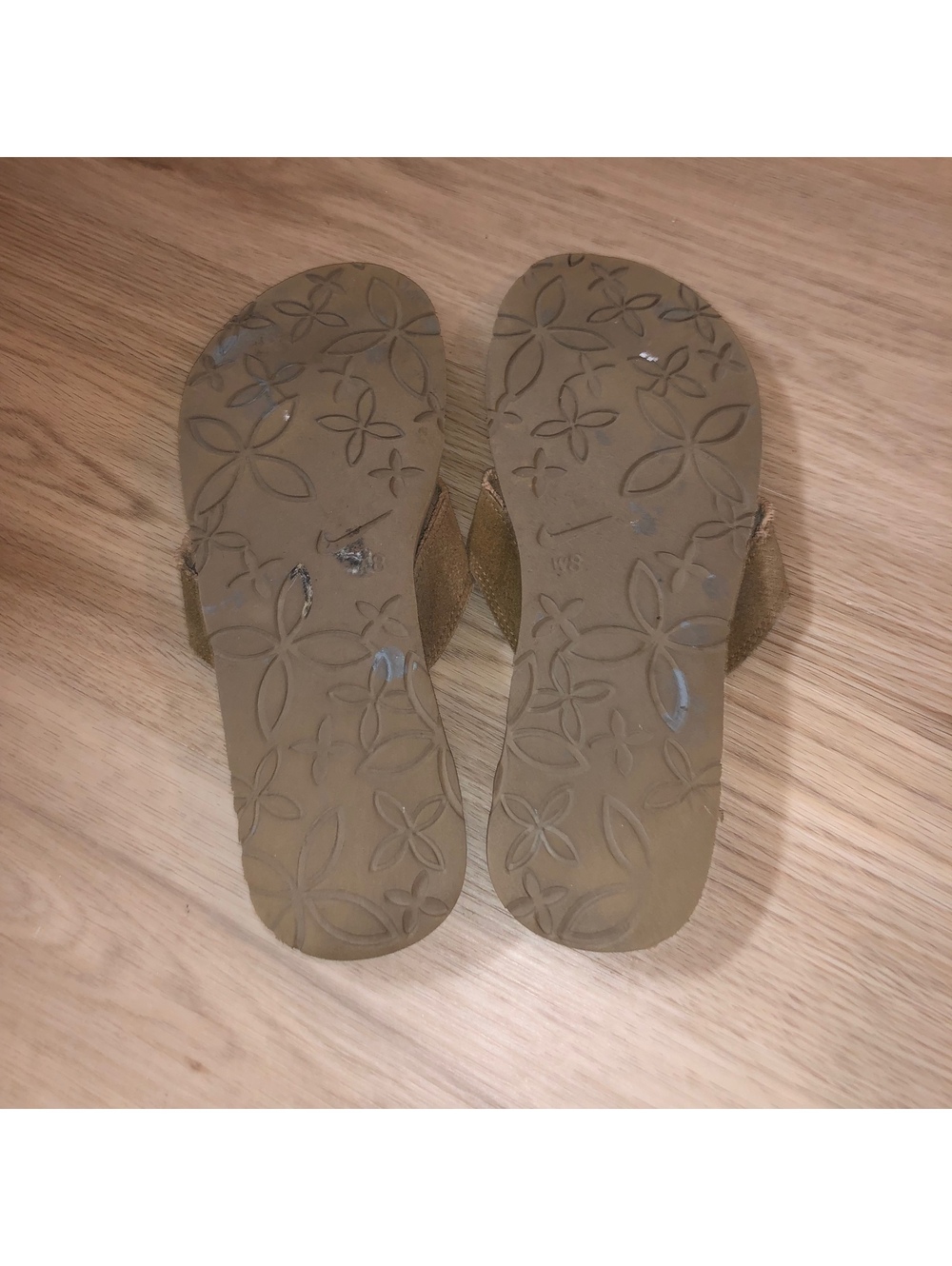 VINTAGE Y2K NIKE ACG FLORAL LEATHER SUEDE FLIP FLOPS SANDALS BROWN PINK WOMENS 8 - Picture 4 of 6